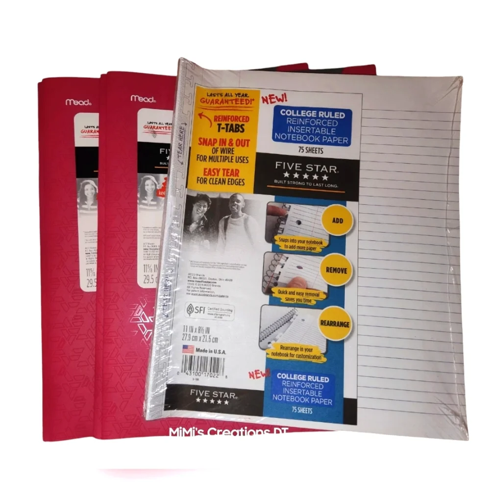 Mead Five Star 3 Prong Pink Folders w/ Reinforced Insertable loose-leaf paper